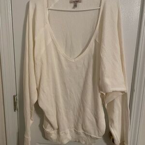 Free People Ribbed Cream Top